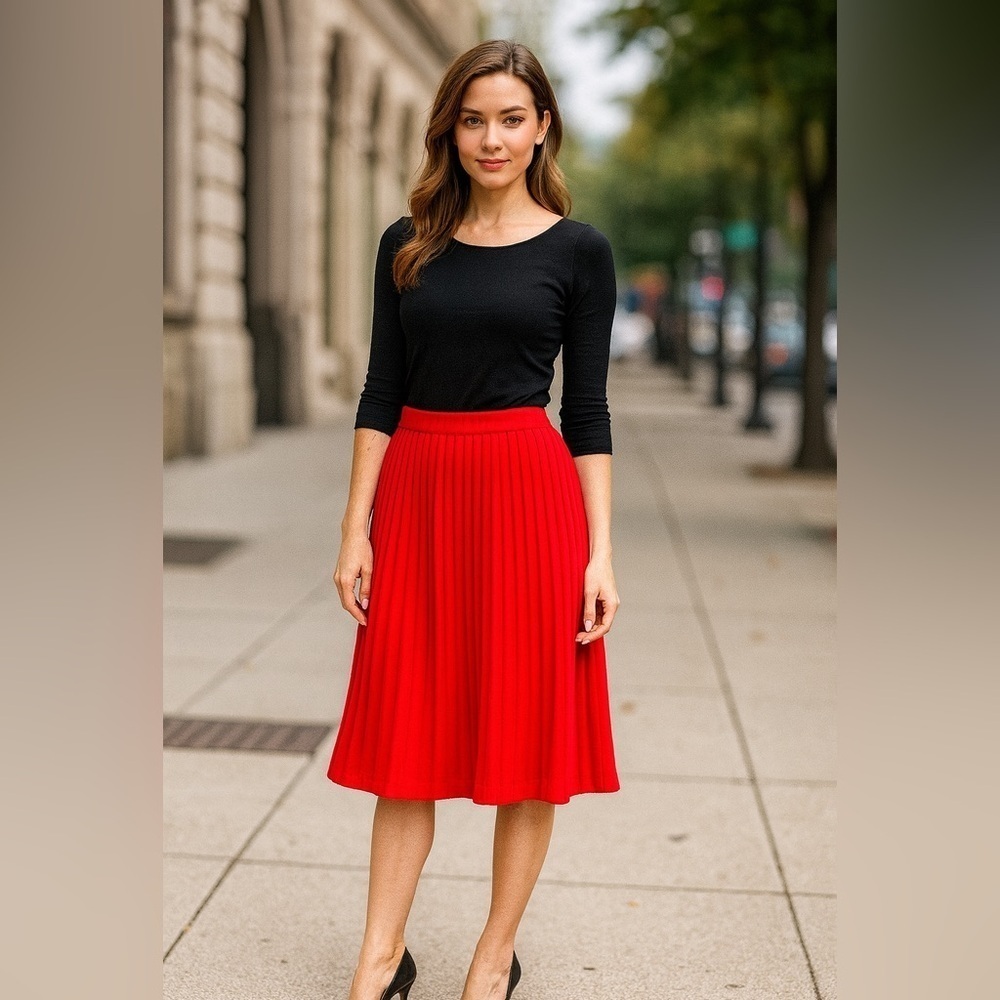 Vintage 1970s Ballantyne Berk of Burlington Arcade Scotland Red Cashmere Skirt S